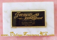 Image for Firemen’s Insurance Company of Washington, D.C. Marble/Onyx Paperweight Desktop Accessory Advertising Premium Vintage ca 1957-1970s <b><span style='color:red'>*****FIRST CLASS SHIPPING INCLUDED – DOMESTIC ORDERS ONLY!*****</span></b><span style='color:purple'>